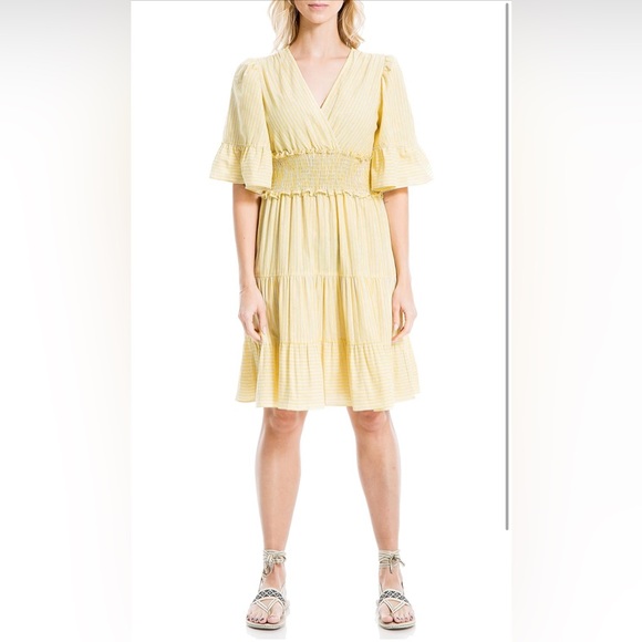 Max Studio Women’s Yarn Dye 3/4-Sleeve Mini Dress, Yellow size Small (like new) - Picture 8 of 16